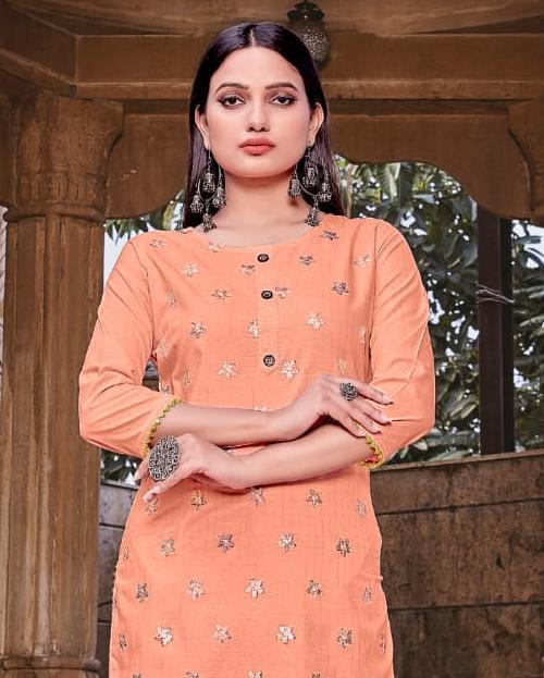 INDIAN WOMEN READY TO WEAR TRADITIONAL PURE COTTON STRAIGHT KURTI WITH PANT  MUSLIM ETHNIC CASUAL DIWALI FESTIVE GIRLISH WEAR SUIT 408v - CRAZYCLOTHS